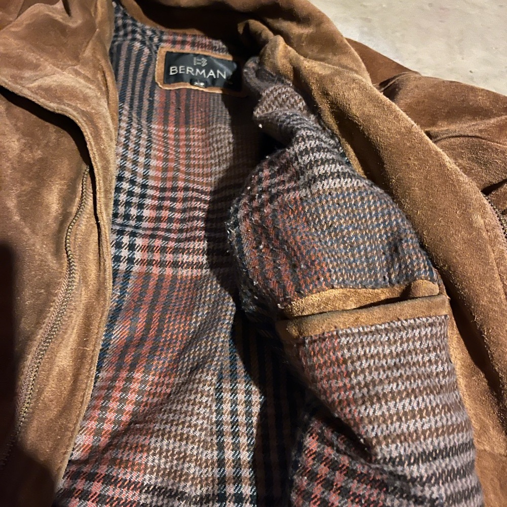 Brown Suede Bomber Jacket - image 3